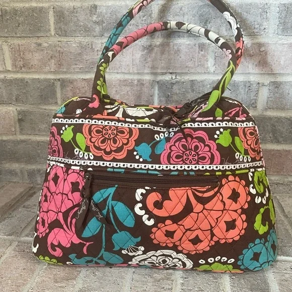 Vera Bradley Brown and Pink Floral Shoulder Bag - Picture 3 of 11